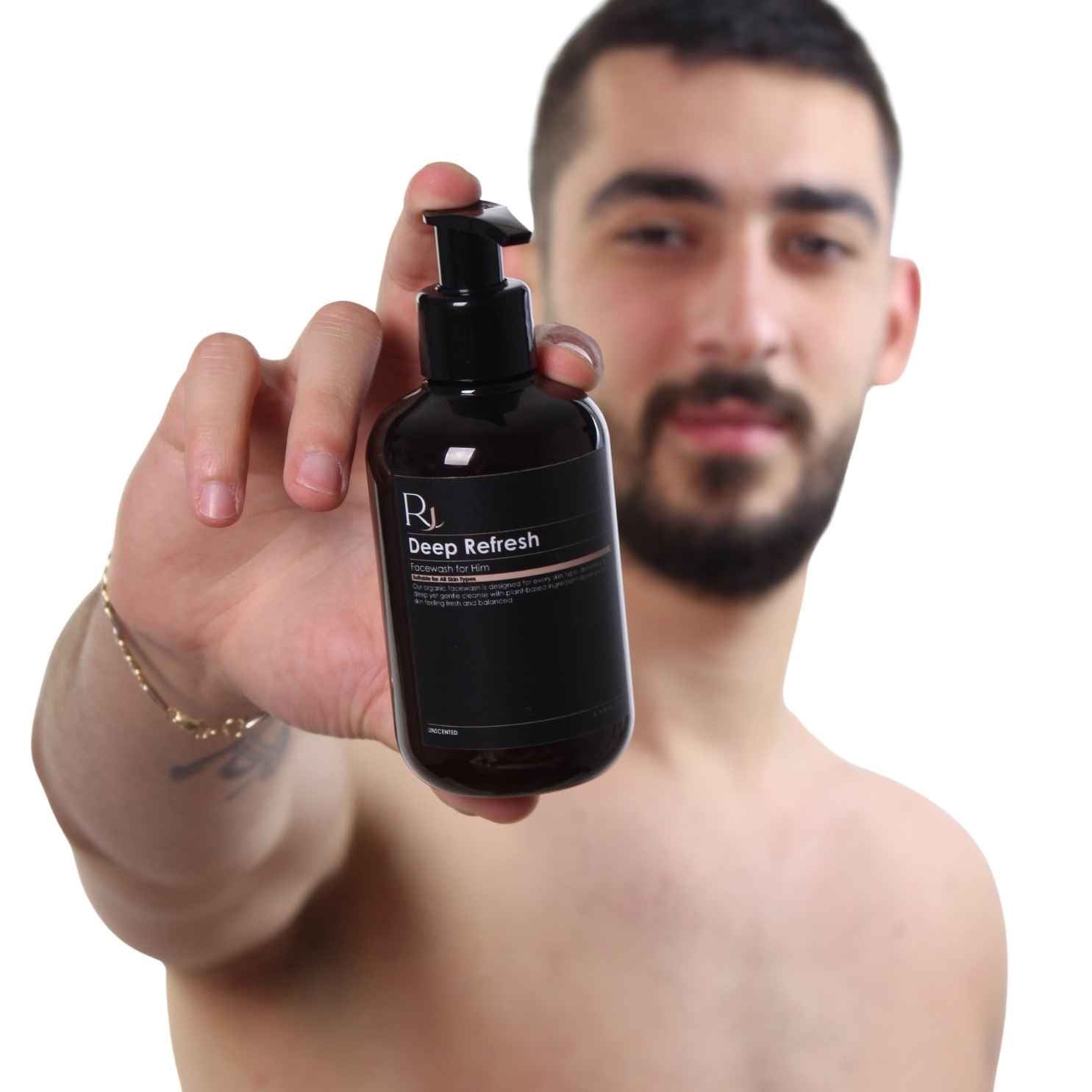 Model holding Raqiia Deep Refresh Facewash