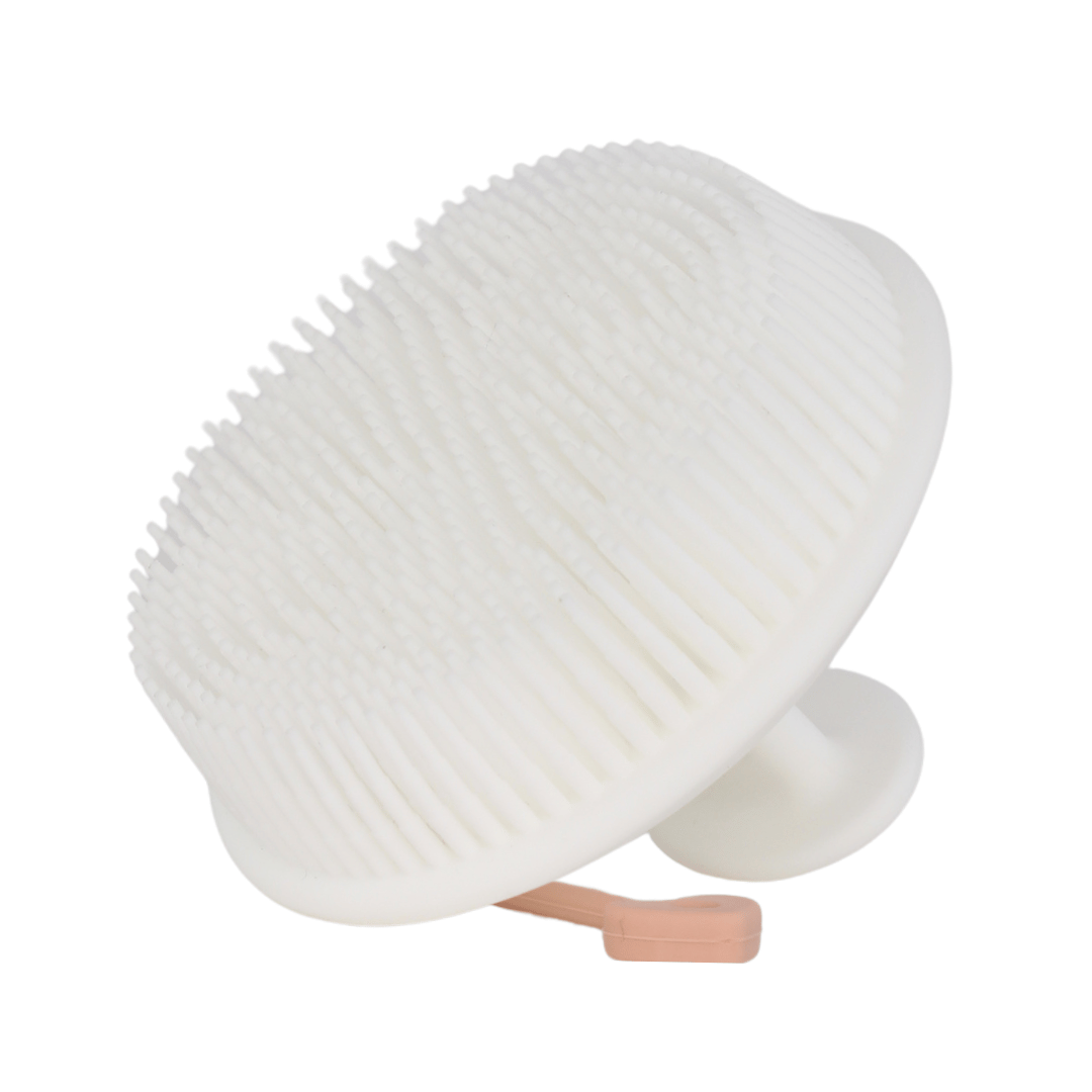 White Raqiia Body Scrubber with Rosegold Raqiia Strap