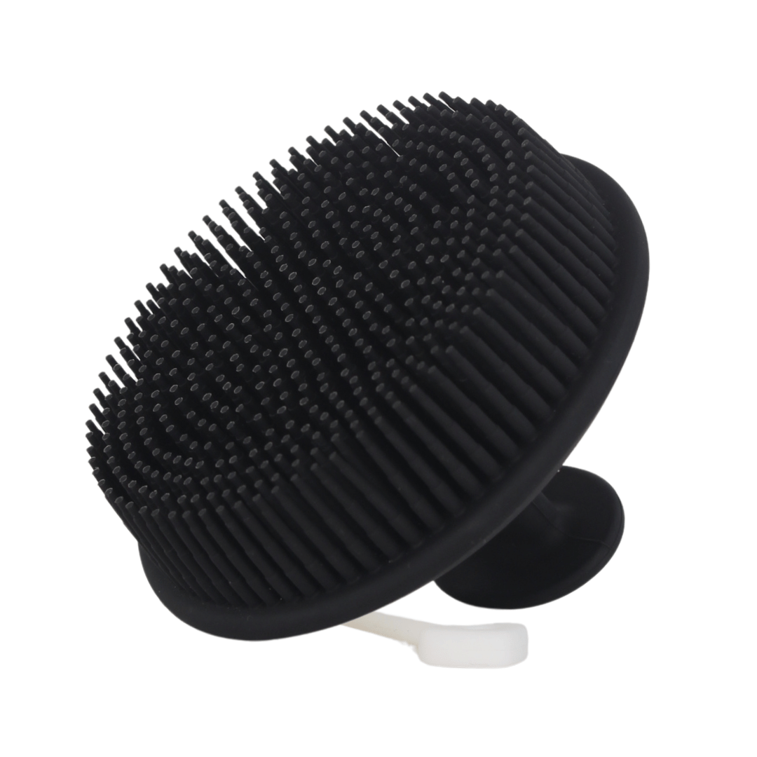 Black Raqiia Body Scrubber with White Raqiia Strap