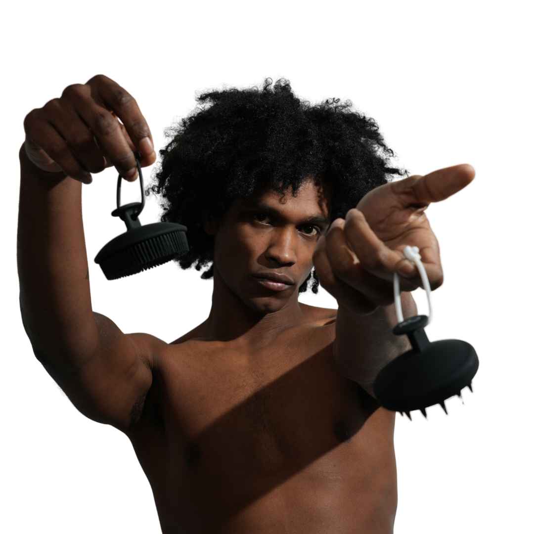 Model holding all Raqiia Brushes
